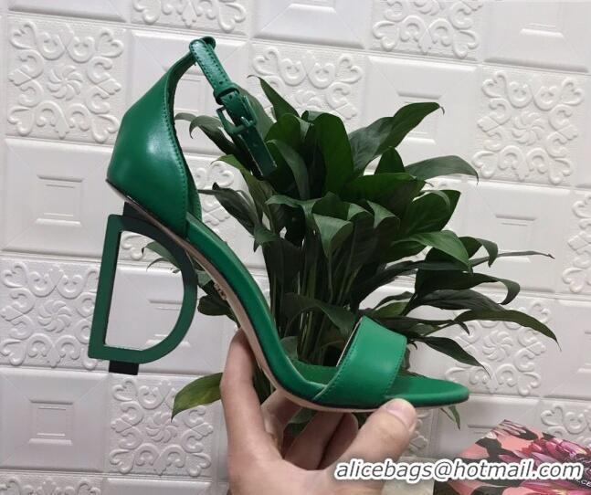 Good Quality Dolce&Gabbana Matte Calfskin Sandals with DG Heel 10.5cm 011252 Green