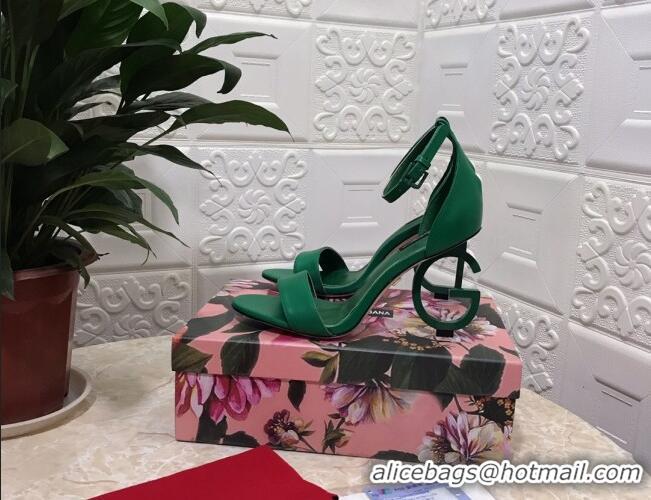 Good Quality Dolce&Gabbana Matte Calfskin Sandals with DG Heel 10.5cm 011252 Green