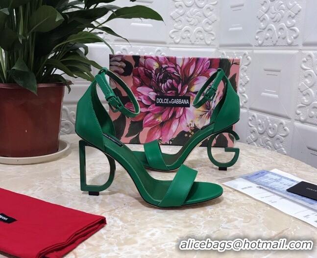 Good Quality Dolce&Gabbana Matte Calfskin Sandals with DG Heel 10.5cm 011252 Green