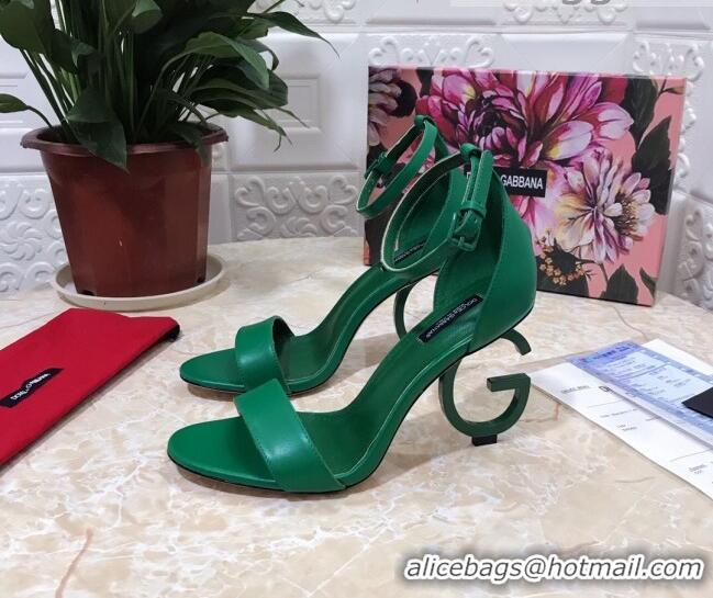 Good Quality Dolce&Gabbana Matte Calfskin Sandals with DG Heel 10.5cm 011252 Green