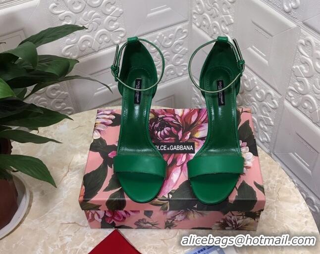 Good Quality Dolce&Gabbana Matte Calfskin Sandals with DG Heel 10.5cm 011252 Green