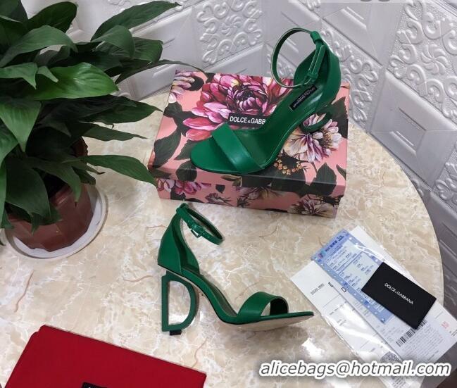 Good Quality Dolce&Gabbana Matte Calfskin Sandals with DG Heel 10.5cm 011252 Green