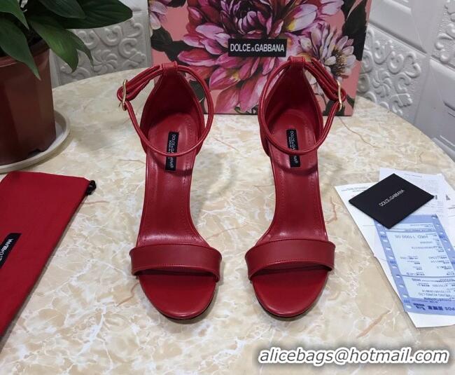 Top Quality Dolce&Gabbana Matte Calfskin Sandals with DG Heel 10.5cm 011252 Red/Gold