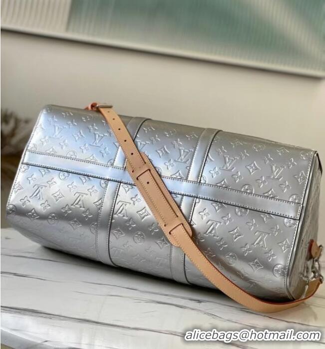 Promotional Louis Vuitton Monogram Mirror KEEPALL BANDOULIERE 50 M45886 Silver