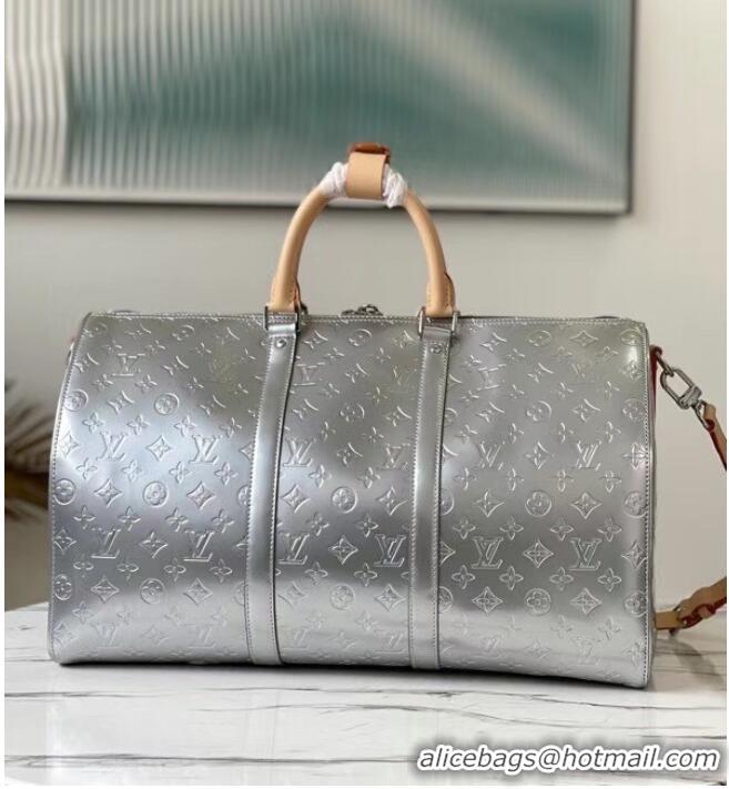 Promotional Louis Vuitton Monogram Mirror KEEPALL BANDOULIERE 50 M45886 Silver