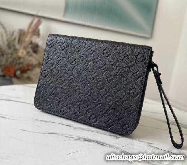 Famous Brand Louis Vuitton Monogram Empreinte Zipper Clutch bag M80560 Black