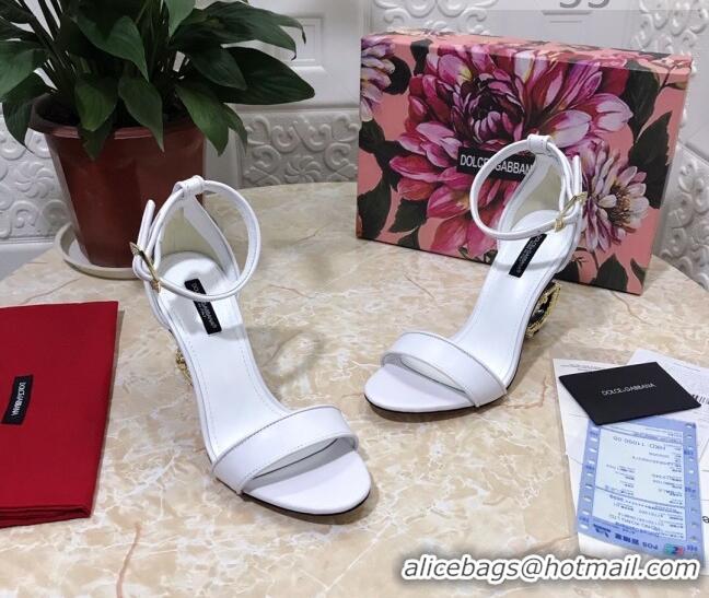 Popular Dolce&Gabbana Calfskin Sandals with DG Heel 10.5cm 011261 White/Gold 2021