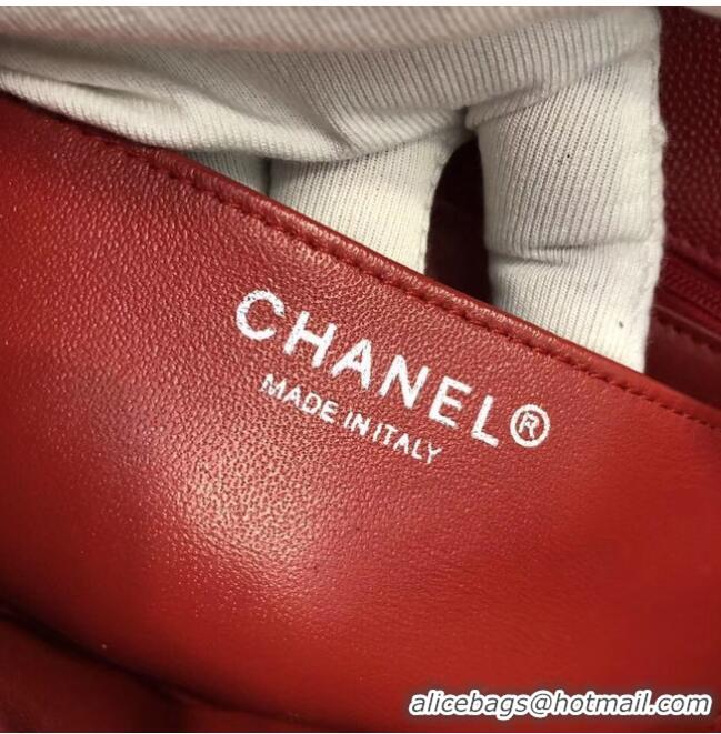 Best Product Chanel Small Classic Handbag Grained Calfskin & silver-Tone Metal A69900 Red