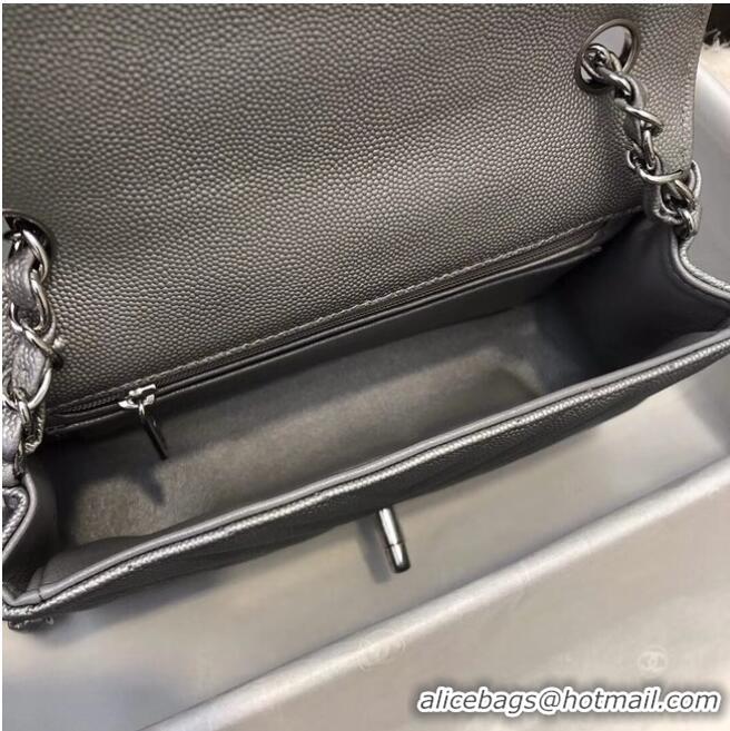 Top Quality Chanel Small Classic Handbag Grained Calfskin & silver-Tone Metal A69900 Silver