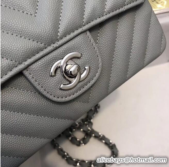 Spot Discount Chanel Small Classic Handbag Grained Calfskin & silver-Tone Metal A69900 Grey