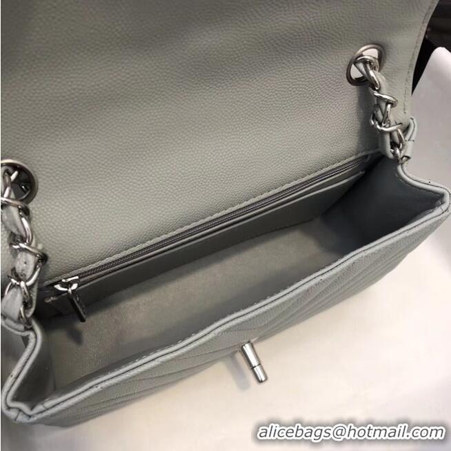 Spot Discount Chanel Small Classic Handbag Grained Calfskin & silver-Tone Metal A69900 Grey