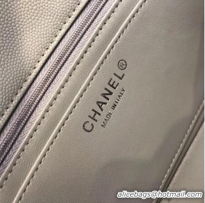 Spot Discount Chanel Small Classic Handbag Grained Calfskin & silver-Tone Metal A69900 Grey