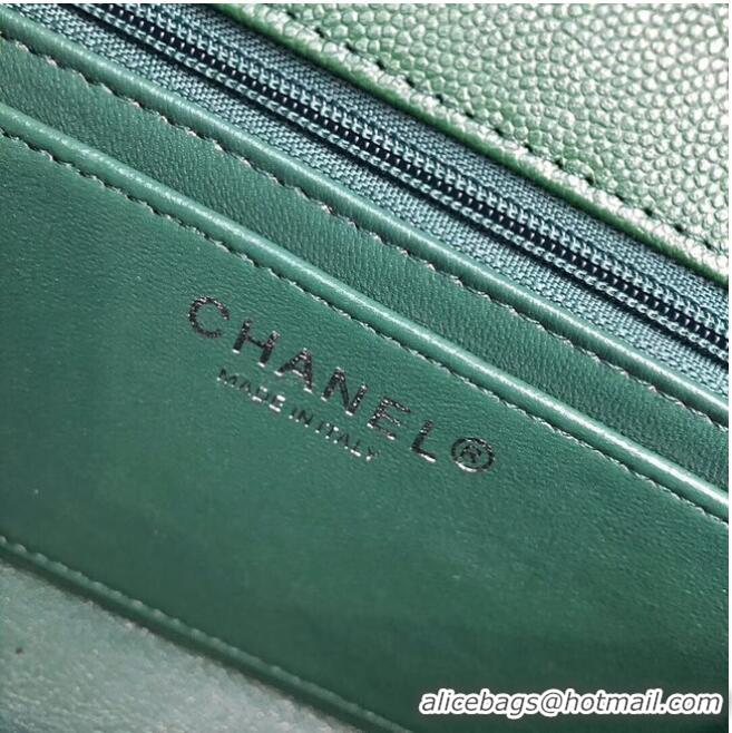 Well Crafted Chanel Small Classic Handbag Grained Calfskin & silver-Tone Metal A69900 Green