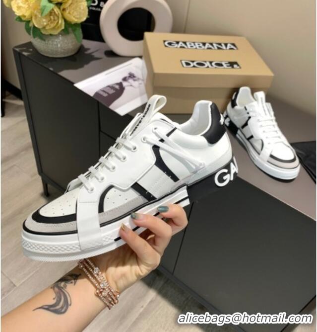 Charming Dolce&Gabbana Men's Silky Calfskin Sneakers 126123 White/Black