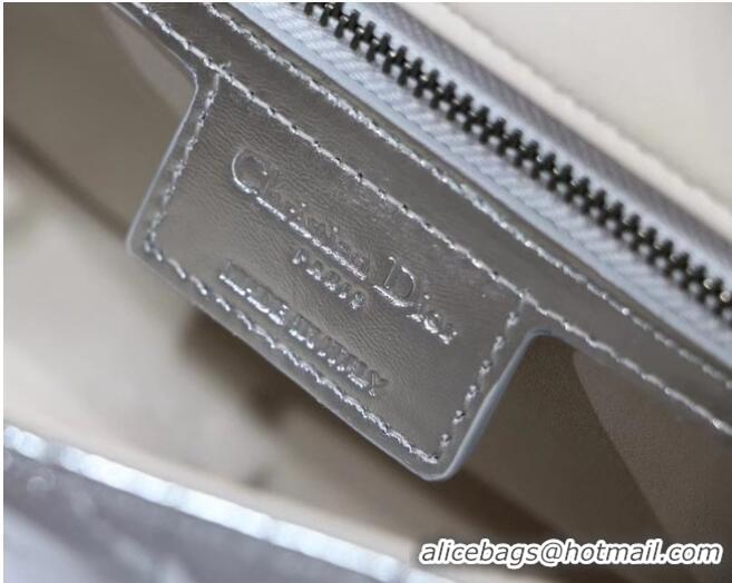 Wholesale SMALL DIOR CARO BAG Silver-Tone Dior Spatial Crinkled Metallic Calfskin M9241B