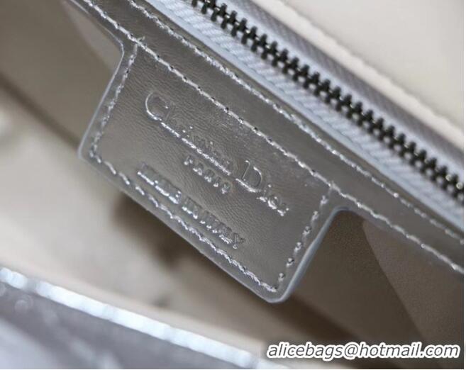 Wholesale SMALL DIOR CARO BAG Silver-Tone Dior Spatial Crinkled Metallic Calfskin M9241B