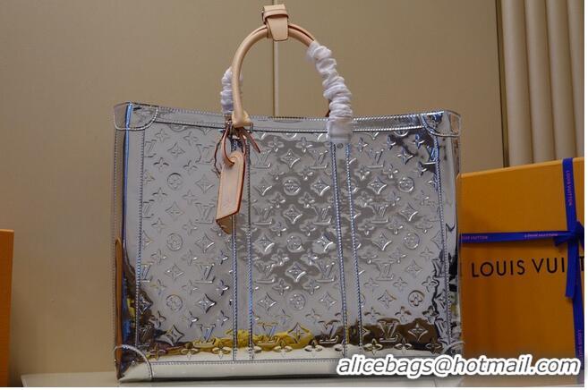 Discount Louis Vuitton Monogram Vernis Sac Plat Tote Bag Patent leather M46121 Silver