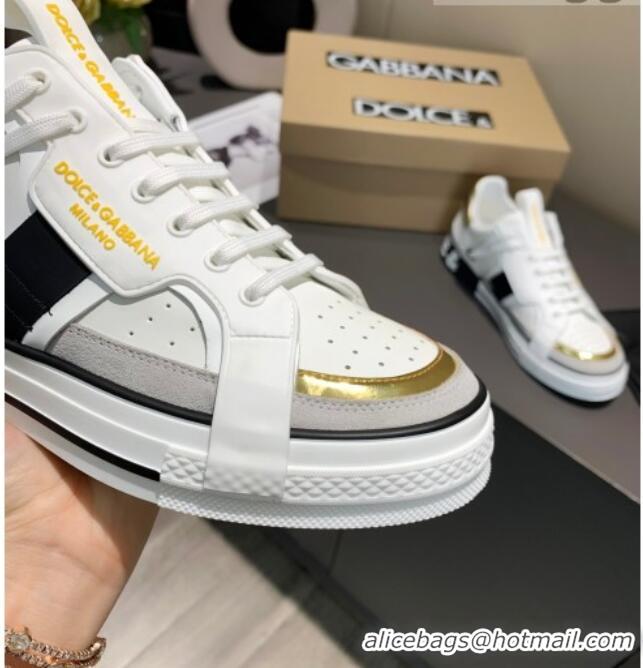 Good Product Dolce&Gabbana Men's Silky Calfskin Sneakers 0126127 White/Gold