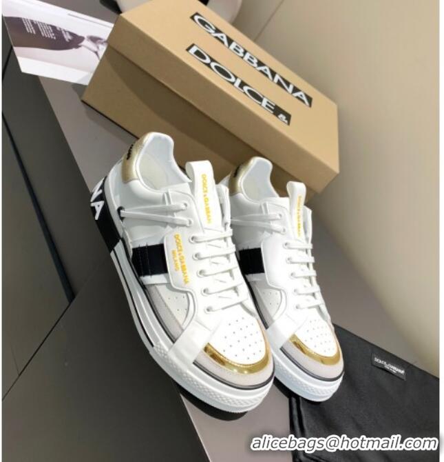 Good Product Dolce&Gabbana Men's Silky Calfskin Sneakers 0126127 White/Gold