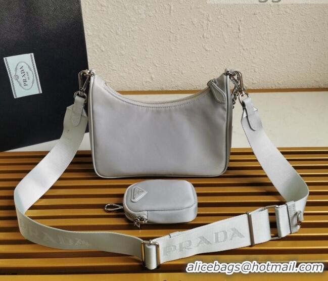 Best Cheap Prada Re-Edition 2005 Nylon Shoulder Bag 1BH204 Grey 2021