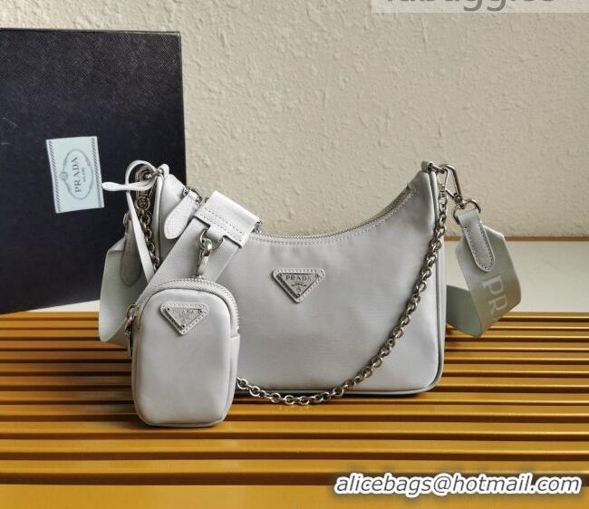 Best Cheap Prada Re-Edition 2005 Nylon Shoulder Bag 1BH204 Grey 2021