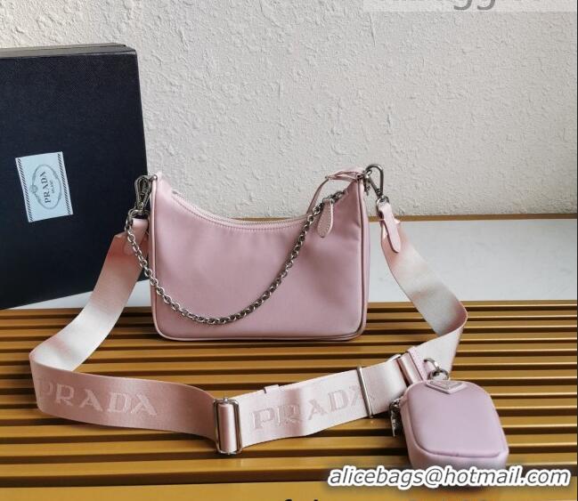 Low Cost Prada Re-Edition 2005 Nylon Shoulder Bag 1BH204 Pink 2021