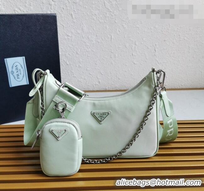 Inexpensive Prada Re-Edition 2005 Nylon Shoulder Bag 1BH204 Green 2021