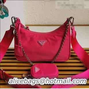 Top Quality Prada Re-Edition 2005 Nylon Shoulder Bag 1BH204 Hot Pink 2021