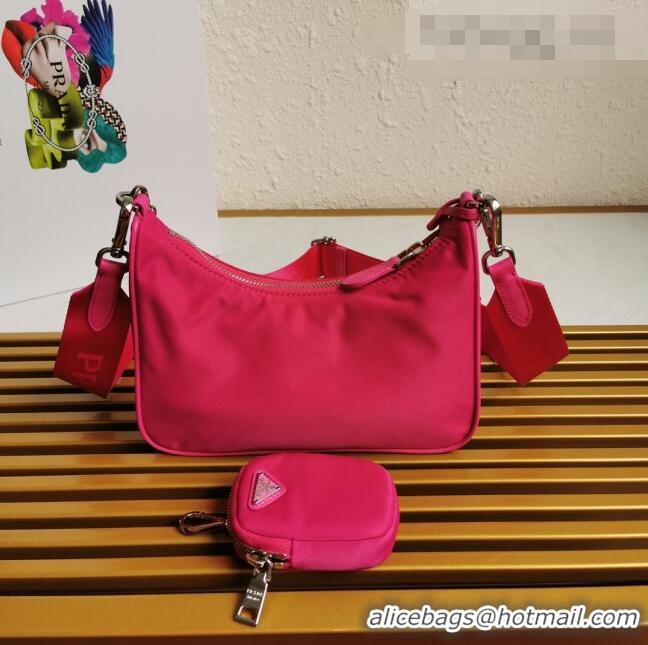 Top Quality Prada Re-Edition 2005 Nylon Shoulder Bag 1BH204 Hot Pink 2021