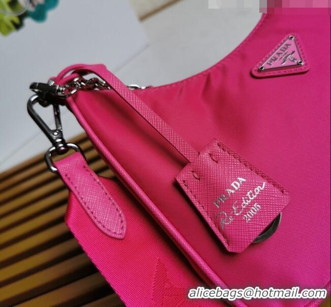 Top Quality Prada Re-Edition 2005 Nylon Shoulder Bag 1BH204 Hot Pink 2021