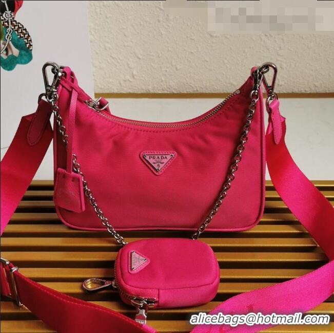 Top Quality Prada Re-Edition 2005 Nylon Shoulder Bag 1BH204 Hot Pink 2021