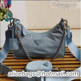 Low Price Prada Re-Edition 2005 Nylon Shoulder Bag 1BH204 Blue 2021