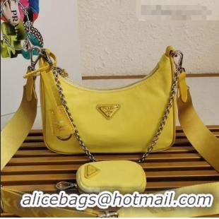 New Product Prada Re-Edition 2005 Nylon Shoulder Bag 1BH204 Yellow 2021