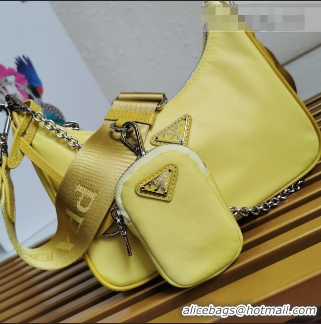 New Product Prada Re-Edition 2005 Nylon Shoulder Bag 1BH204 Yellow 2021