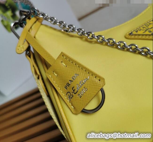 New Product Prada Re-Edition 2005 Nylon Shoulder Bag 1BH204 Yellow 2021