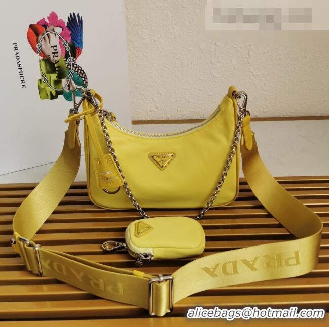 New Product Prada Re-Edition 2005 Nylon Shoulder Bag 1BH204 Yellow 2021