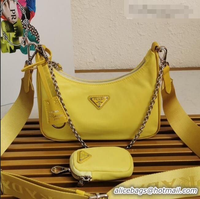 New Product Prada Re-Edition 2005 Nylon Shoulder Bag 1BH204 Yellow 2021