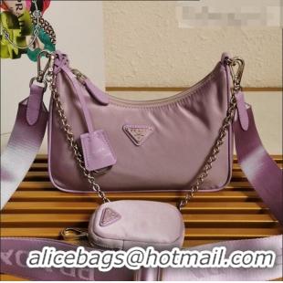 Promotional Prada Re-Edition 2005 Nylon Shoulder Bag 1BH204 Purple 2021