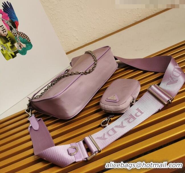 Promotional Prada Re-Edition 2005 Nylon Shoulder Bag 1BH204 Purple 2021