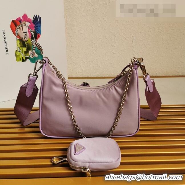 Promotional Prada Re-Edition 2005 Nylon Shoulder Bag 1BH204 Purple 2021