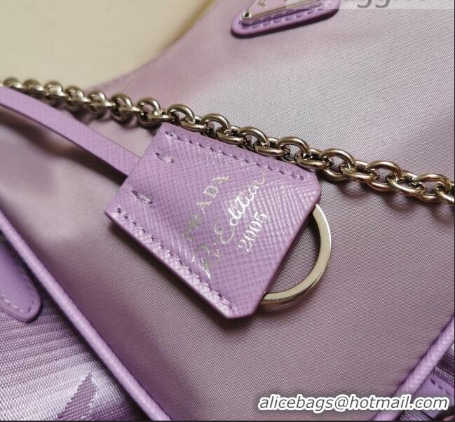 Promotional Prada Re-Edition 2005 Nylon Shoulder Bag 1BH204 Purple 2021