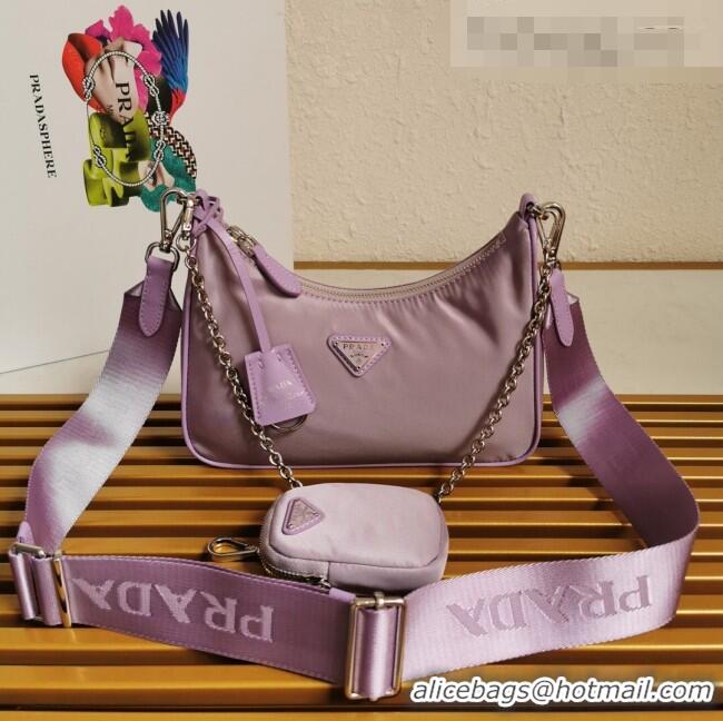 Promotional Prada Re-Edition 2005 Nylon Shoulder Bag 1BH204 Purple 2021