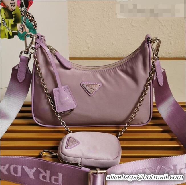 Promotional Prada Re-Edition 2005 Nylon Shoulder Bag 1BH204 Purple 2021