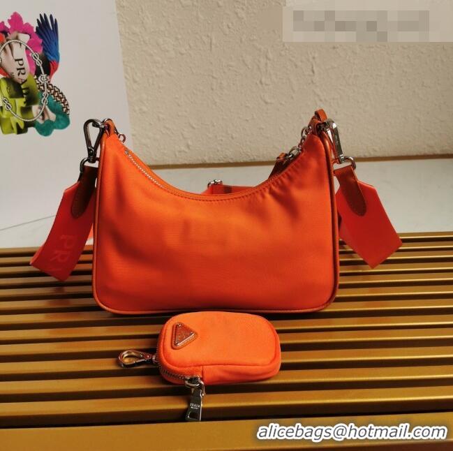 Top Grade Prada Re-Edition 2005 Nylon Shoulder Bag 1BH204 Orange 2021