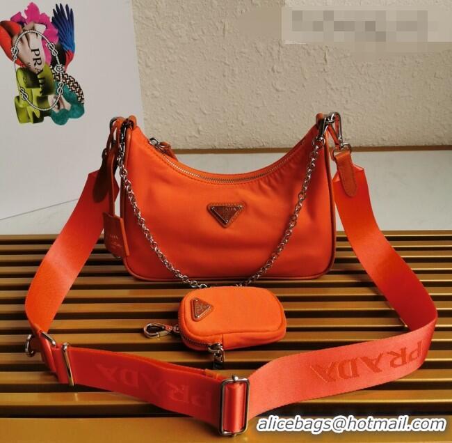 Top Grade Prada Re-Edition 2005 Nylon Shoulder Bag 1BH204 Orange 2021