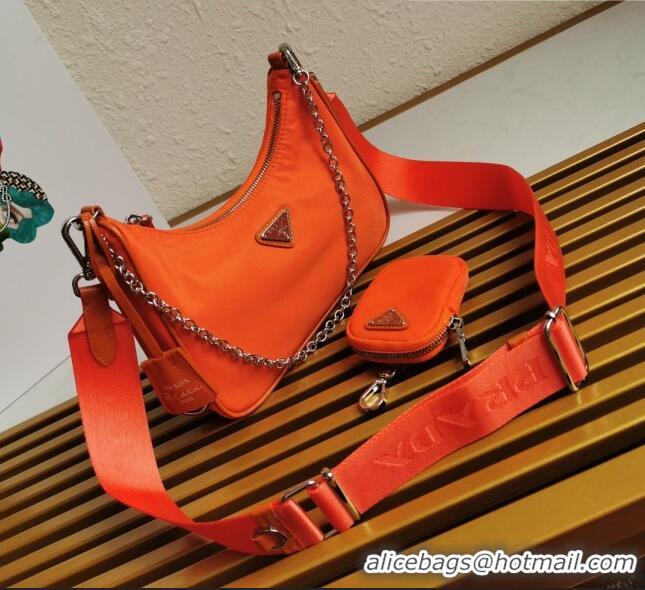 Top Grade Prada Re-Edition 2005 Nylon Shoulder Bag 1BH204 Orange 2021