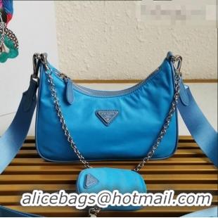 Popular Style Prada Re-Edition 2005 Nylon Shoulder Bag 1BH204 Blue 2021