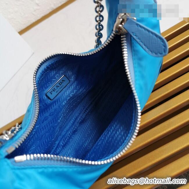 Popular Style Prada Re-Edition 2005 Nylon Shoulder Bag 1BH204 Blue 2021