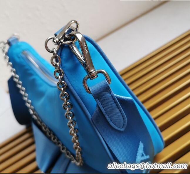 Popular Style Prada Re-Edition 2005 Nylon Shoulder Bag 1BH204 Blue 2021