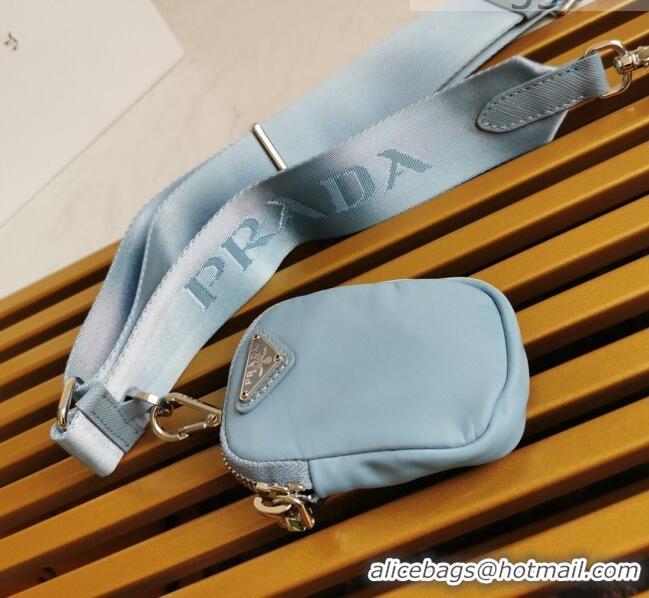 Shop Grade Prada Re-Edition 2005 Nylon Shoulder Bag 1BH204 Light Blue 2021